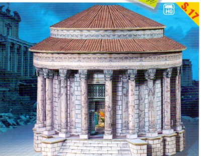 Zoom bild av VESTA-TEMPEL ROM. KARTONGBYGGSATS I SKALA 1/87 = HO.