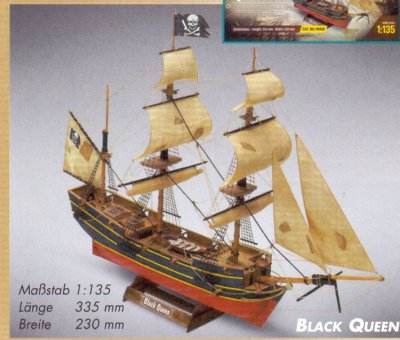 Zoom bild av BLACK QUEEN, TRÄBYGGSATS MED FÄRDIGFRÄST SKROV.