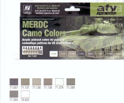 Zoom bild av MERDC CAMO COLORS. 8 X 17 ML. MODEL AIR