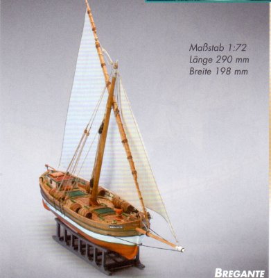 Zoom bild av FISKEBÅTEN BREGANTE MED FÄRDIGFRÄST SKROV.