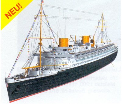 Zoom bild av M/S BREMEN IV. KARTONGBYGGSATS I SKALA 1/250 (PASSAR TILL MODELL