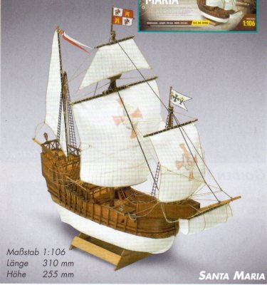 Zoom bild av SANTA MARIA. TRÄBYGGSATS MED FÄRDIGFRÄST SKROV.