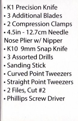 Zoom bild av MODELLPLANSBYGGARENS VERGTYGSSATS.