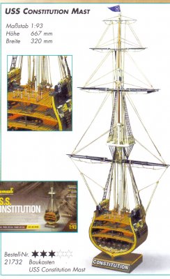Zoom bild av STORMASTEN PÅ U.S.S. CONSTITUTION. TRÄBYGGSATS I SKALA 1/93.