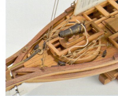 Zoom bild av AMERIKANSK KANONBÅT-1814. TRÄBYGGSATS I SKALA 1/55.