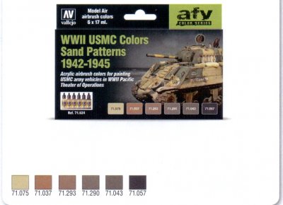 WWII USMC COLORS SAND PATTERNS 1942-1945. 6 X 17 ML. MODEL AIR