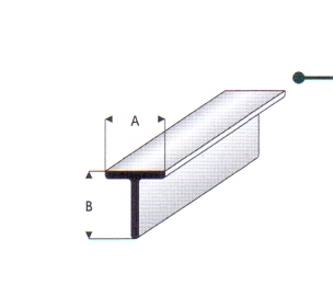 T-LIST, VIT STYRENPLAST. 2,50 x 2,50 mm.
