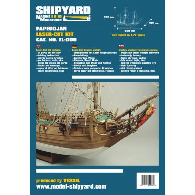 Zoom bild av GÅVOSET: Papegojan 1627. TRÄ/KARTONG BYGGSATS I SKALA 1/72, FÄRG